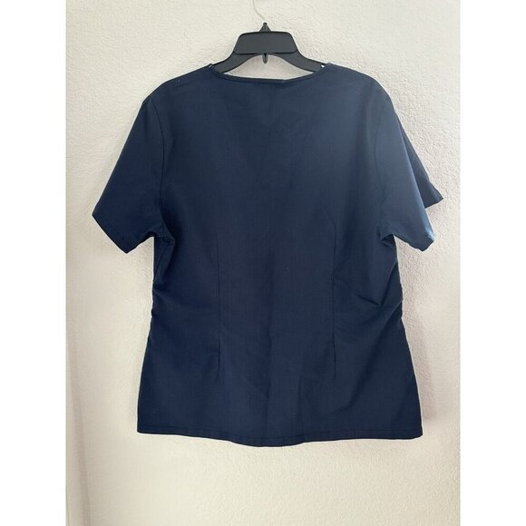 Set of (2) Womens Scrub Tops Dagacci & Cherokee Size L Black & Blue Pockets - Picture 8 of 16
